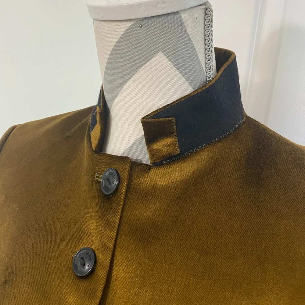 rag & bone Olive Green Velvet Military-Style Blazer - Picture 5 of 12